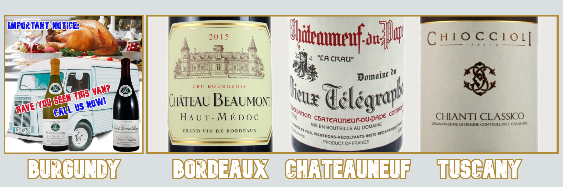 It's not only Burgundy for Christmas - Try Bordeaux, Chateauneuf-du-Pape & Chianti Classico 