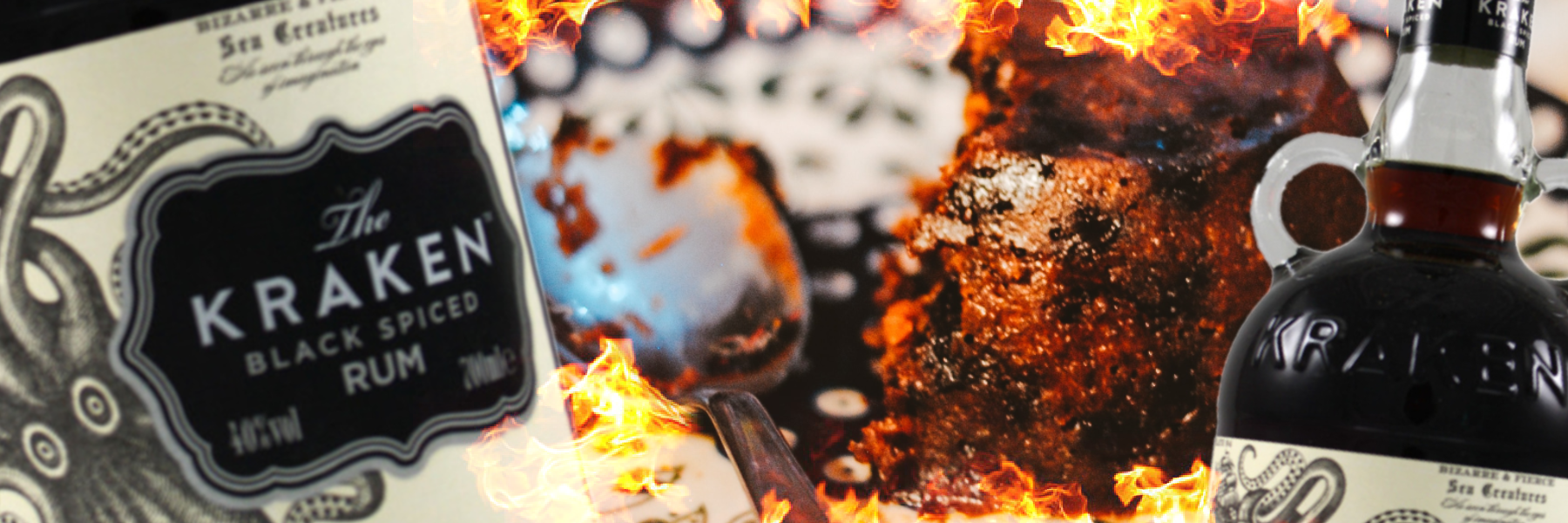 Christmas Pudding flamed with Kraken Black Spiced Rum
